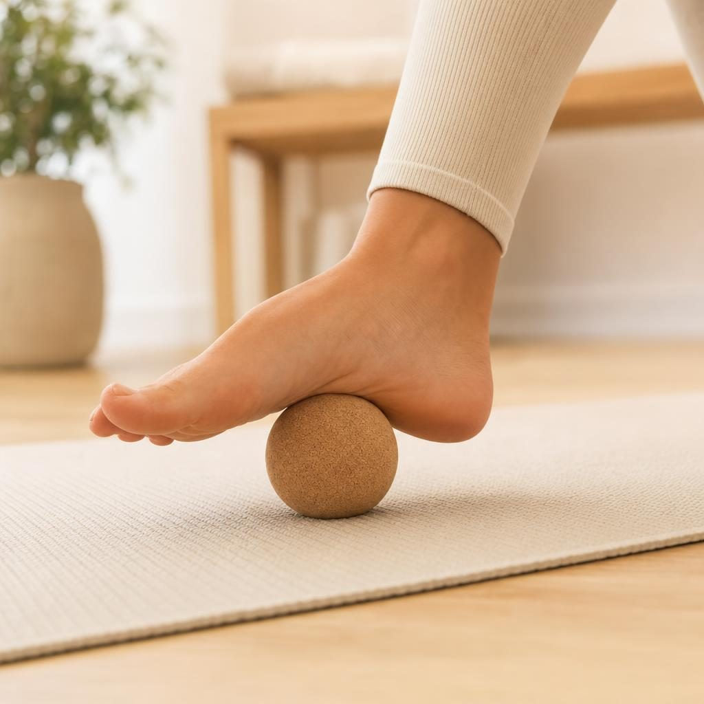 Massage de la voûte plantaire avec la balle en liège