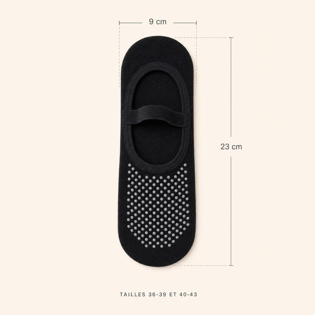 Tailles disponibles des chaussettes de Pilates : 36-39 et 40-43