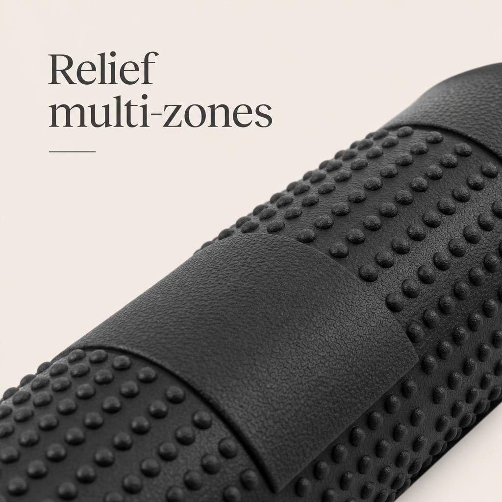 Relief multi-zones de la surface du rouleau de massage